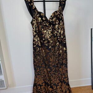 New Faeriesty Sequins and Velvet Off Shoulder Mermaid Dress Gown